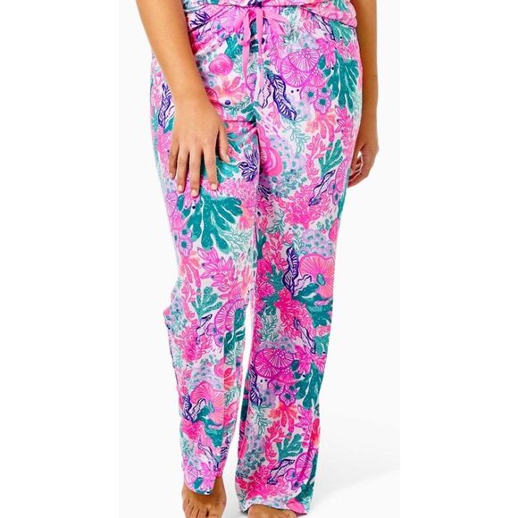 Lilly Pulitzer Pj knit pant multi seaside carnivale, Med $98 B19 - Picture 1 of 6